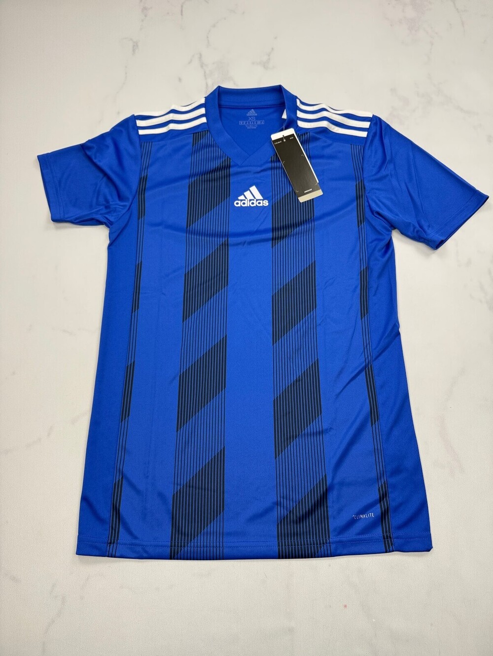 Adidas Striped 19 JSY Polo Blue 2010s Sporty - Mens XS